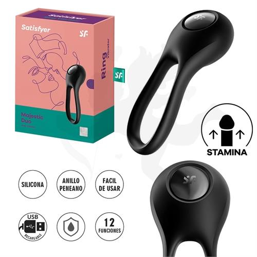 Majestic Duo Anillo para el pene de silicona innovador y flexible